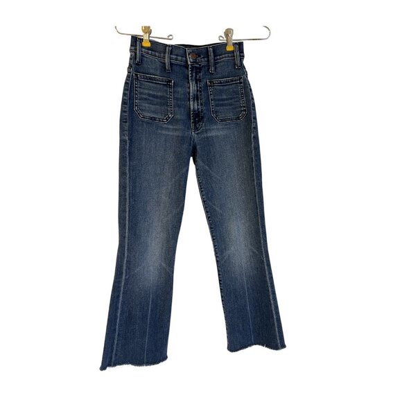 MOTHER Hustler Patch Pocket Ankle Fray Women Jeans Out For The Evening Size 23 - Picture 1 of 13